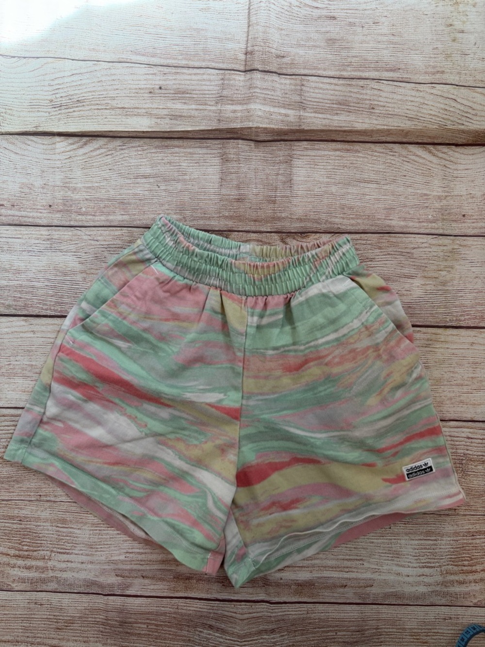 Adidas Pastel Multicolor Marble Print Athletic Shorts